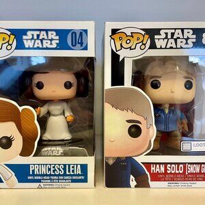Star Wars Pop vinyl bobble-heads Princess Leia and Han Solo